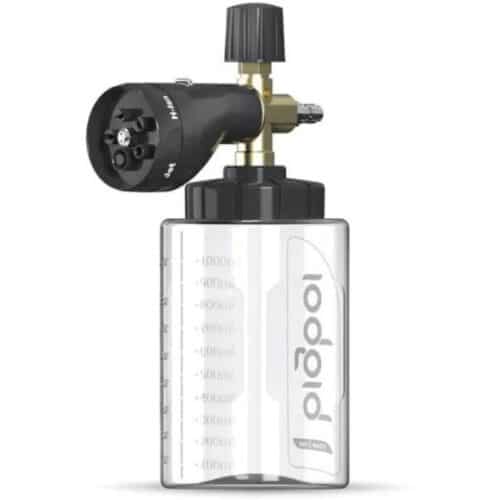 La lance à mousse R Pro Bigboi (nouvelle génération) - Adaptateur : Karcher K-Series est dotée dun récipient transparent avec des repères de mesure et dune buse noire et dun cadran attaché, ce qui la rend idéale pour un lavage de voiture précis. - Tekalab
