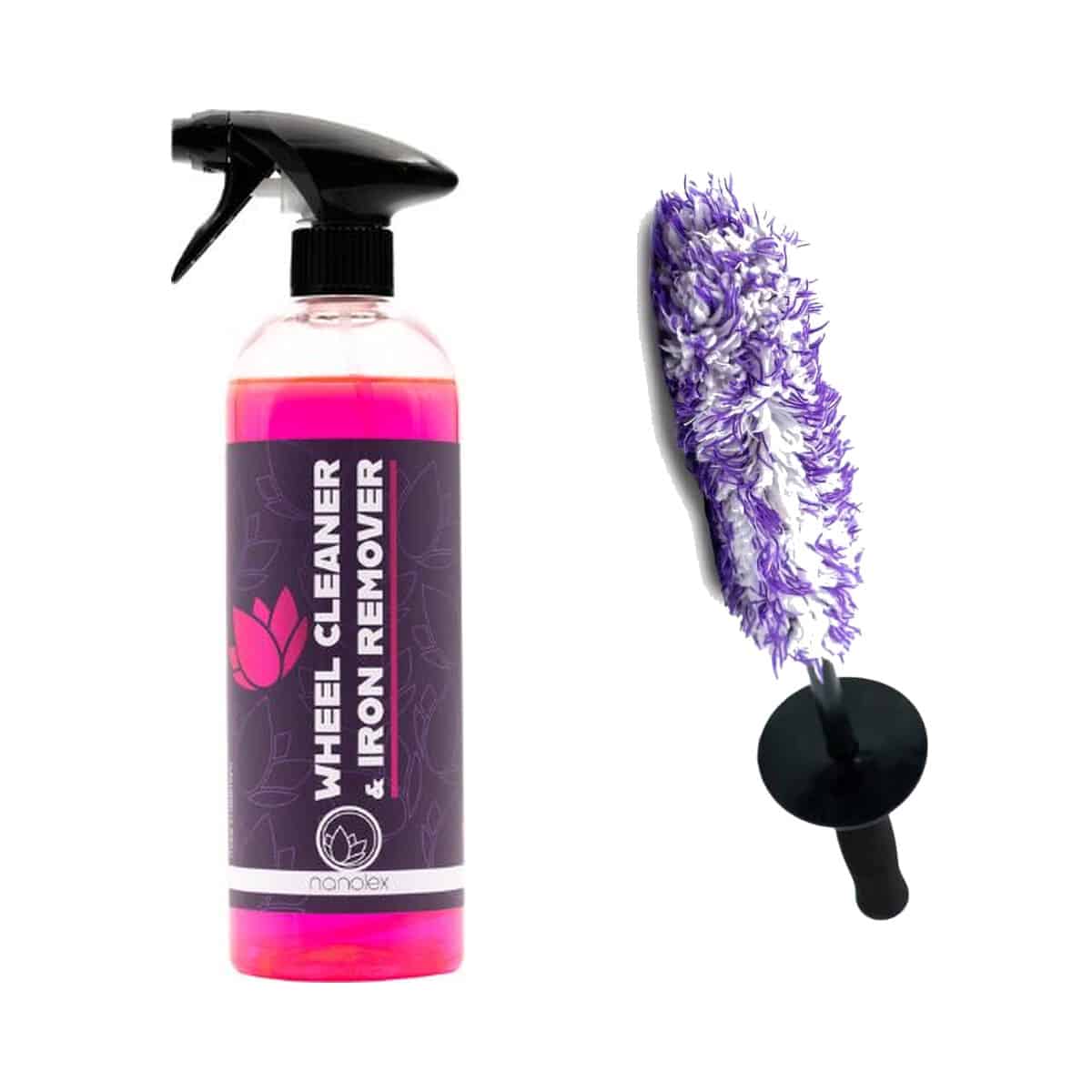 Pack nettoyage jantes Nanolex : Wheel Cleaner & Iron Remover et Wheel Brush